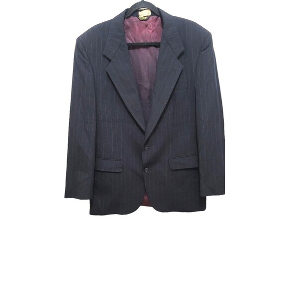 John Clarendon Mens Navy Pinstripe Wool Suit Jacket Size 42L Classic Fit - Picture 1 of 15
